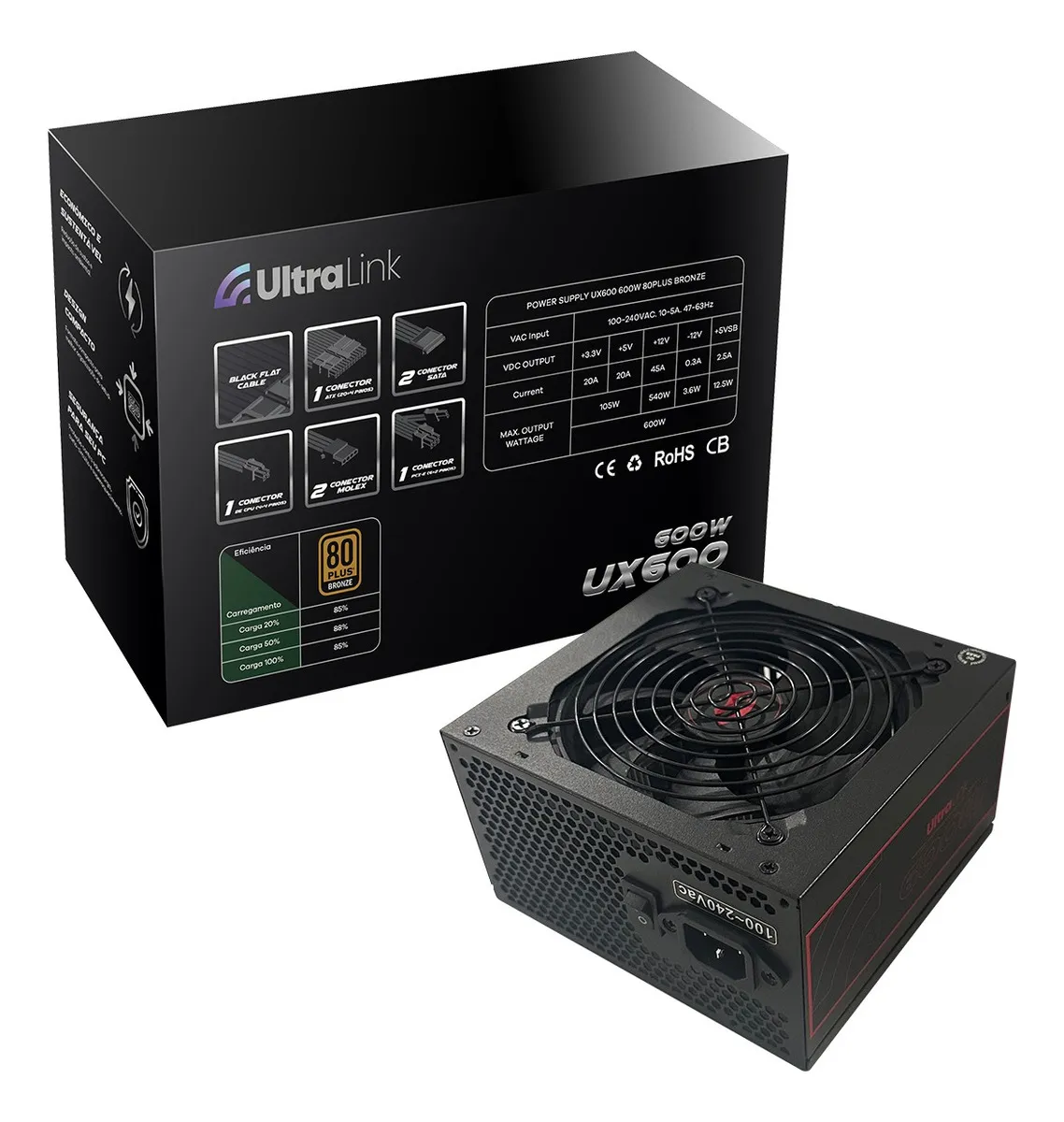 Fonte 600w 80 Plus Bronze Ultra - Imagem 6