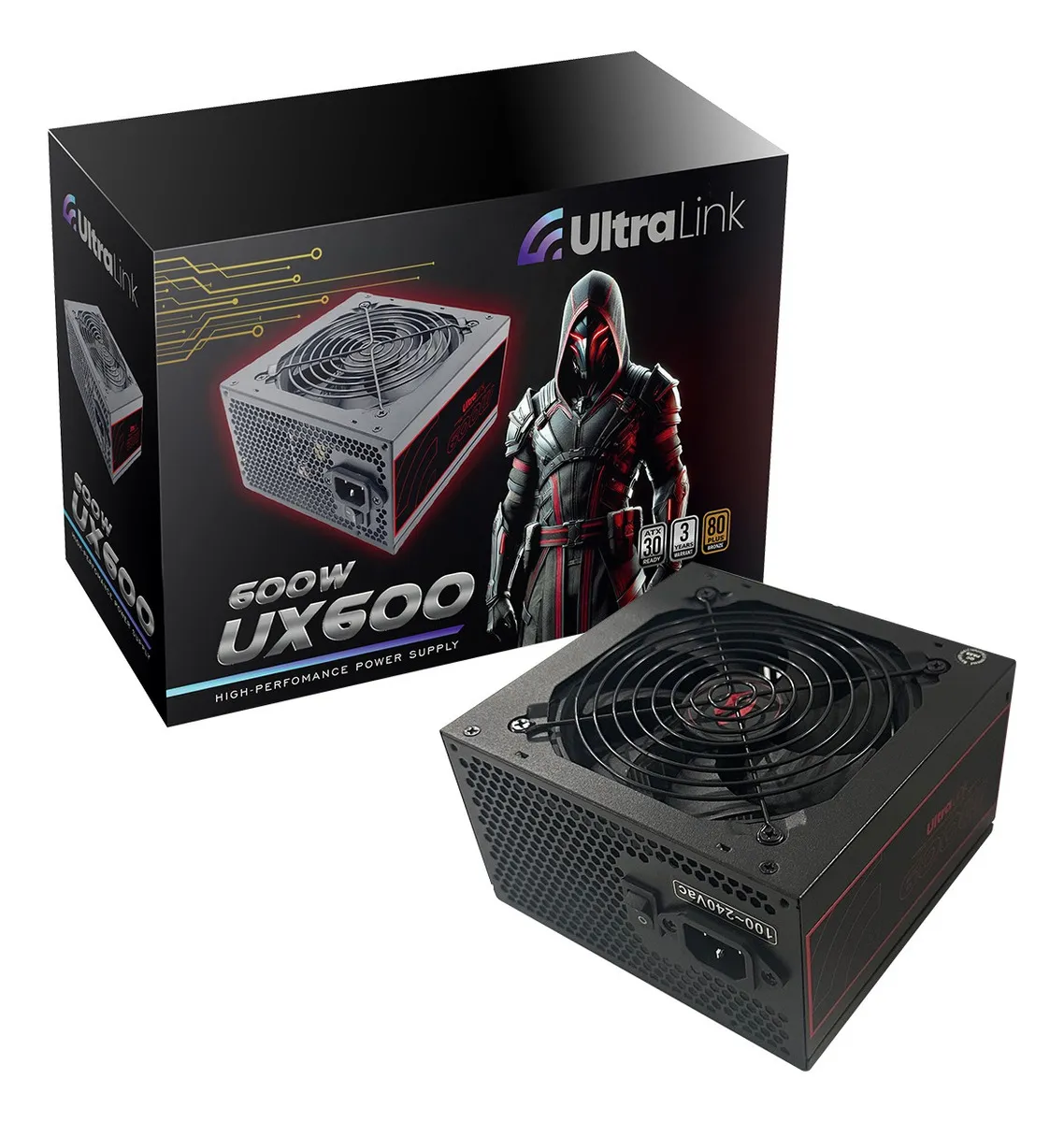 Fonte De Alimentação 600w Ux600 80 Plus Bronze Ultra Link Cor Preto