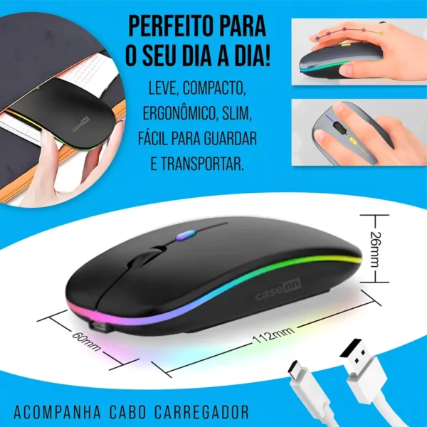 Mouse Sem Fio Recarregável Wireless Optico - Imagem 2