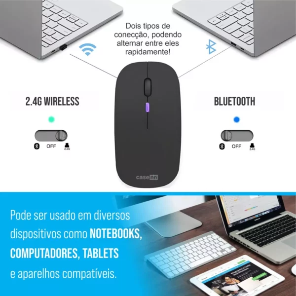Mouse Sem Fio Recarregável Wireless Optico - Imagem 3