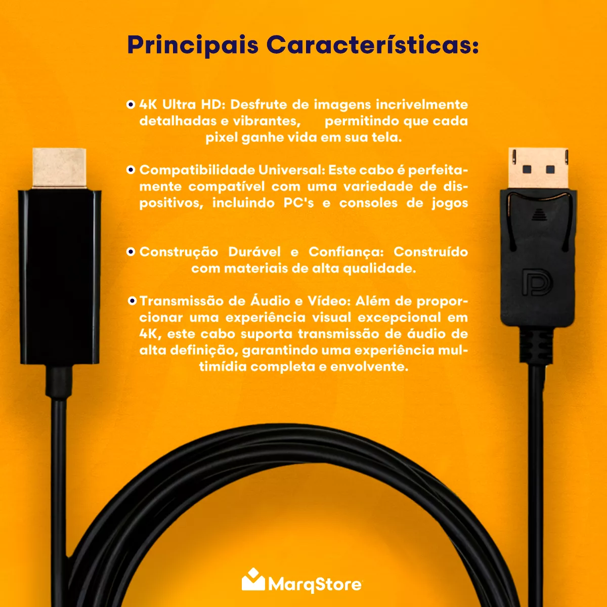 Cabo adaptador Displayport Dp para Hdmi 4k 1,8m Metros - Imagem 2