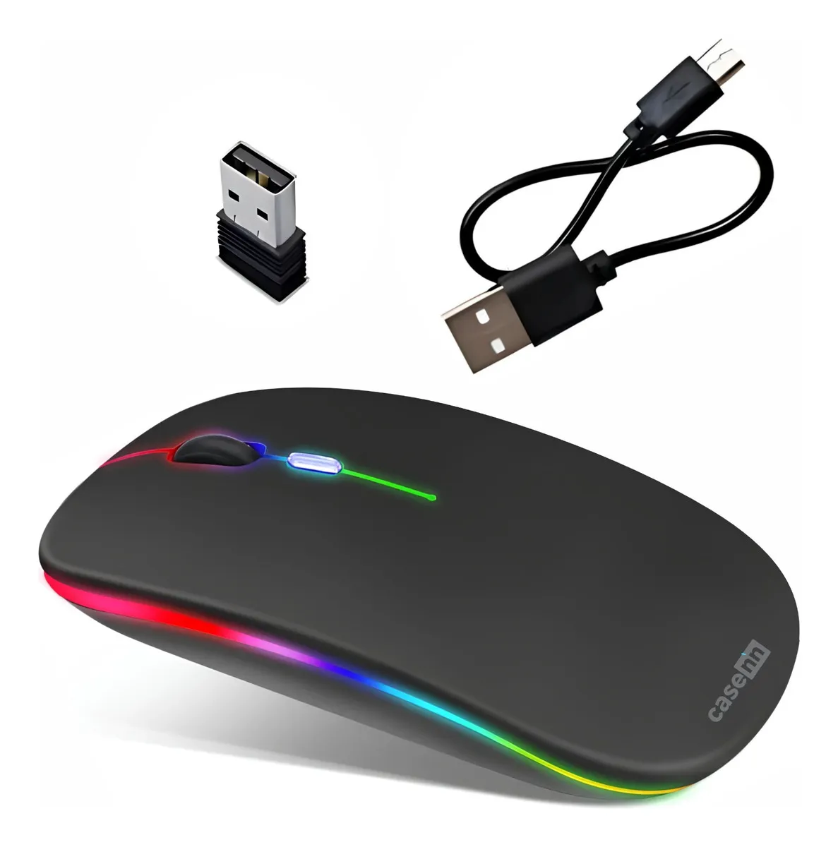 Mouse Sem Fio Recarregável Wireless Optico Led Rgb 2.4ghz Bluetooth Ergonômico