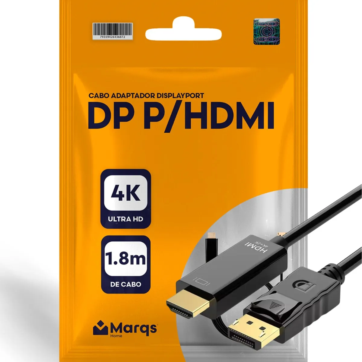 Cabo adaptador Displayport Dp para Hdmi 4k 1,8m Metros - Imagem 6