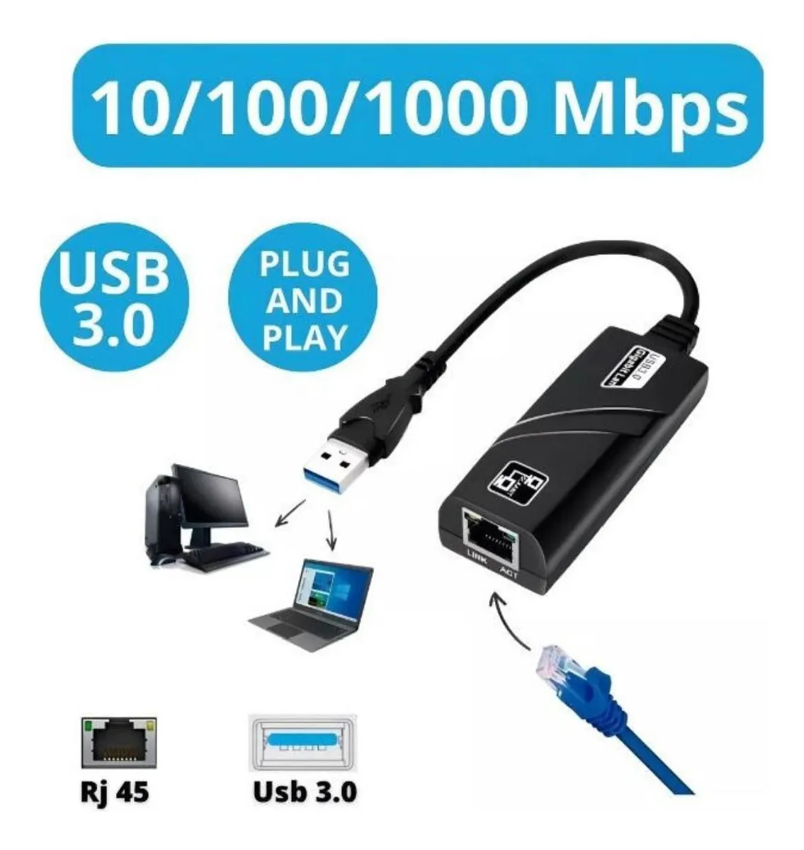 Adaptador Externo De Rede Usb 3.0 Para Rj45 - Imagem 4