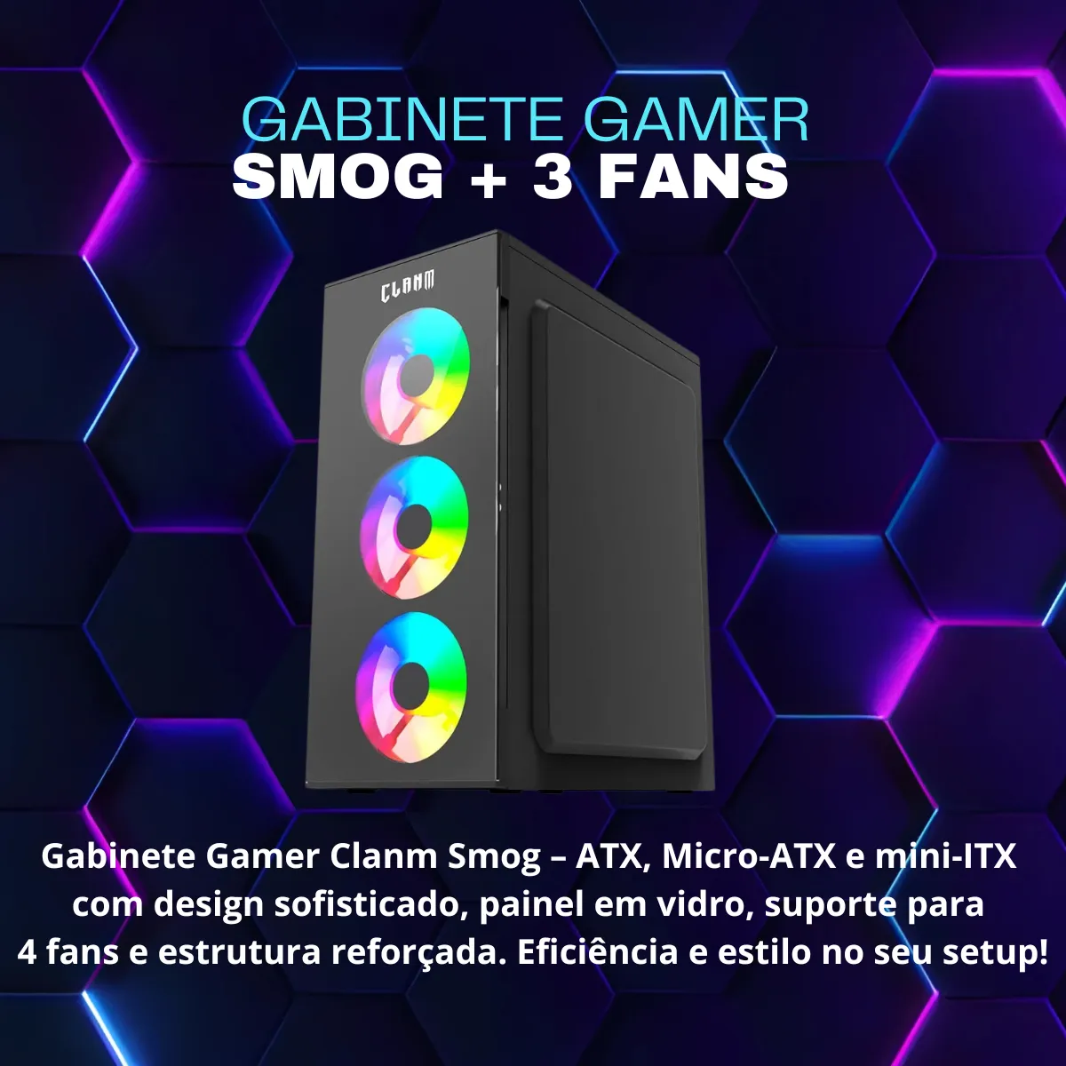 Gabinete Pc Gamer Led Vidro 3fans Rgb - Imagem 4