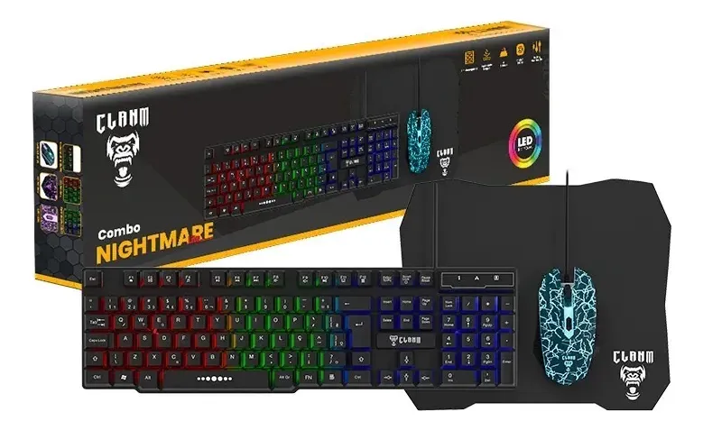 Combo Teclado e Mouse +MousePad Nightmare