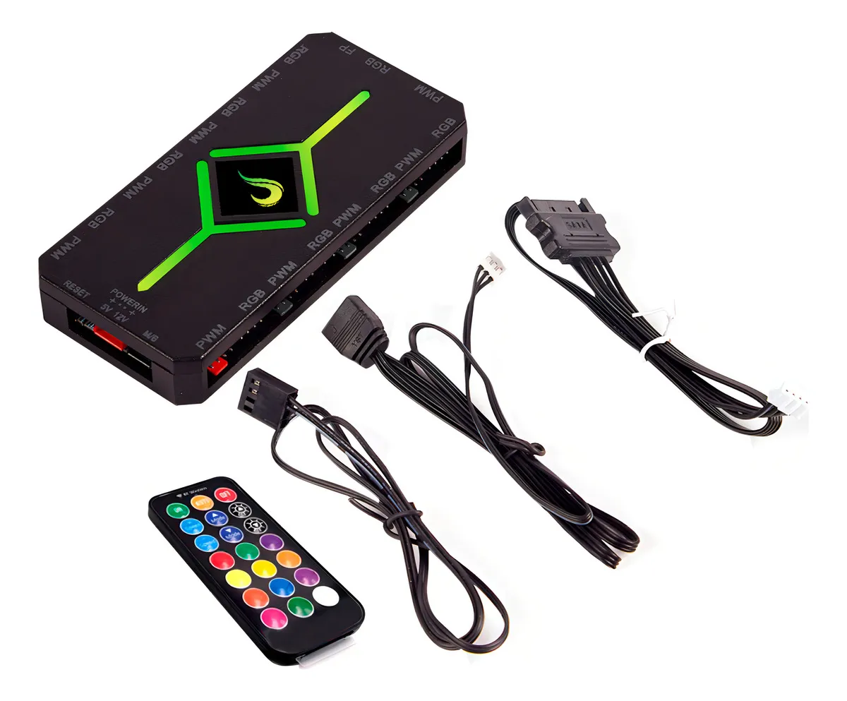 Controladora Rise Mode PWM RGB 12V 4 Pinos Sincronização Placa Mãe
